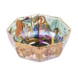 A rare Wedgwood Fairyland Lustre octagonal bowl designed by Daisy Makeig Jones, circa 1920, with the