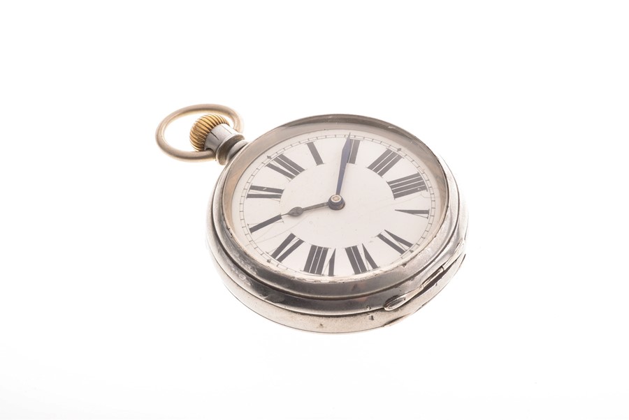 Railway Interest. A Taff Vale Railway nickel pocket watch the enamel dial with black Roman numerals,