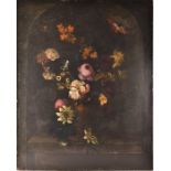 Dutch School, 19th century depicting a floral still life composition  with roses, wild flowers,