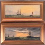 William Adolphus Knell (1801-1875) British two maritime scenes, each with masted ships and smaller