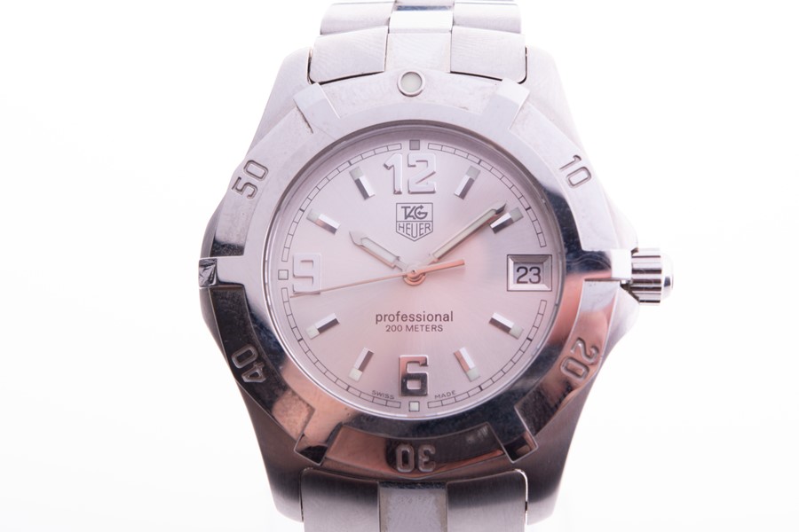 A Tag Heuer stainless steel wristwatch the silvered dial with luminous baton hour markers and date - Image 3 of 8