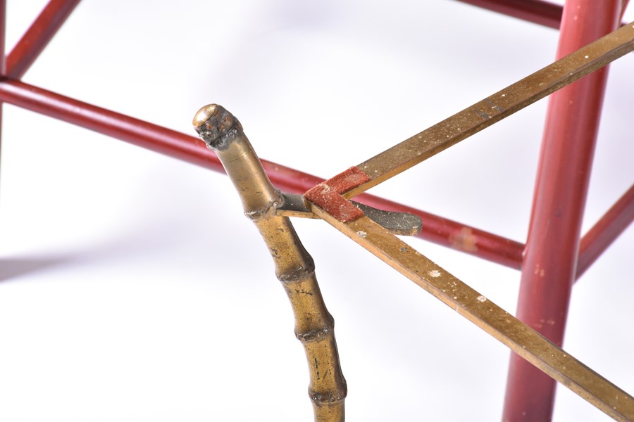 A pair of 20th century cockpen chairs with red painted frame and caned seat, each 88 cm high x 60 cm - Image 6 of 7