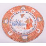 A 18th century Chinese imari-style dish after Cornelis Pronk 'Dames au Parasol' Qianlong Period,