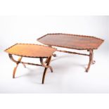 A late 19th or early 20th century oyster veneer coffee table of octagonal form with crimped
