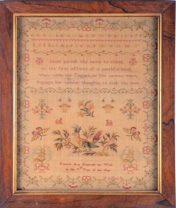 A 19th century tapestry sampler completed by Frances Ann Dadswell 'in the 9th year of her Age', with - Image 4 of 6