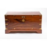 A 19th century brass bound camphor wood campaign chest with brass recessed handle to front,