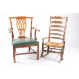 A Georgian style mahogany carver chair with leather upholstered seat 73 cm wide x 92 cm high,