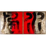 Attributed to Huang Gang (1961) Chinese a pair of abstract paintings, signed lower right, mixed