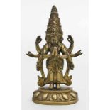 Kleine Skulptur des Buddha "Ekadashalokeshvara".Vergoldete Bronze, 152 g. Detaillierte Ausformung,