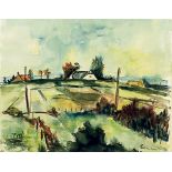 Kliemann, Carl-Heinz (1924 Berlin 2016)Landschaft mit Kleinstadt am Horizont. Aquarell/Papier (l.