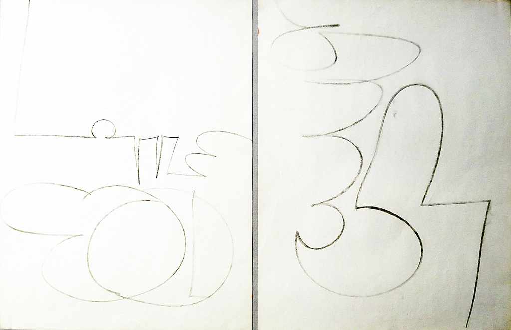 Seidel, Jochen (1924 Bitterfeld - New York 1971)Fünf Word-Drawings. Mischtechnik/Papier ( - Image 2 of 2