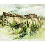 Ofer, Theo (geb. 1926 in Dudenhofen bei Speyer)"Cermann-Dorf"?, so li. u. betitelt. Aquarell/Papier,