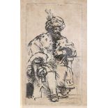 Rembrandt, Harmensz van Rijn (1606-1669)Sitzender Orientale. Radierung/Kaltnadel, in der Platte