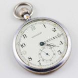 Militärtaschenuhr "Jaeger le coultre".Vernickeltes Messinggehäuse, verso mit Gravur "G.S.T.P.