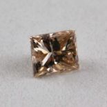 Diamant, 0,2 ct.Im Princesscut, light brown/vs1. Beigegeben: International Gemological