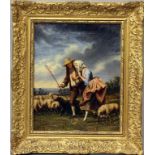 Frere, Pierre Edouard (1819 Paris - Écouen 1886)Schäferpaar mit Herde. Öl/Lwd. (kl. Retuschen),