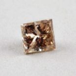 Diamant, 0,37 ct.Im Princesscut, light brown/si1. Beigegeben: International Gemological Laboratories