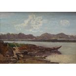 Deuchert, Heinrich (1840 Darmstadt - Allmannshausen 1923)"Ufer am Chiemsee", so rückseitig betitelt,