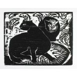 Schmidt-Rottluff, Karl (1884 Berlin 1976)"Katzen II" (Nachdruck vom Original-Holzstock für "Die