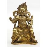 Skulptur des "Vaisravana" (Reichtumsgott) oder "Kubera".Feuervergoldete Bronze, 1.918 g.