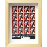 Banksy (geb. 1974 Bristol)Perforierte Postkarte mit Briefmarken (am unteren Rand besch.,