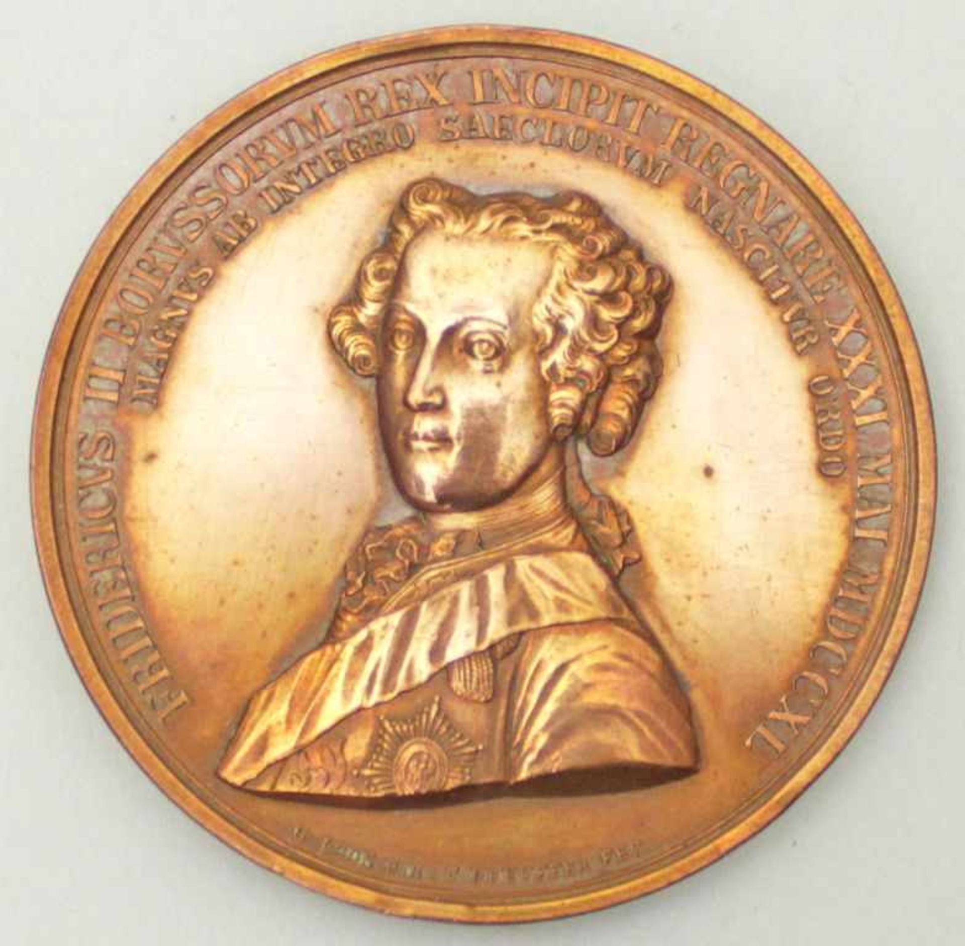 Bronze- oder Kupfermedaille, Preußen.Auf den preußischen König Friedrich II. anlässlich der