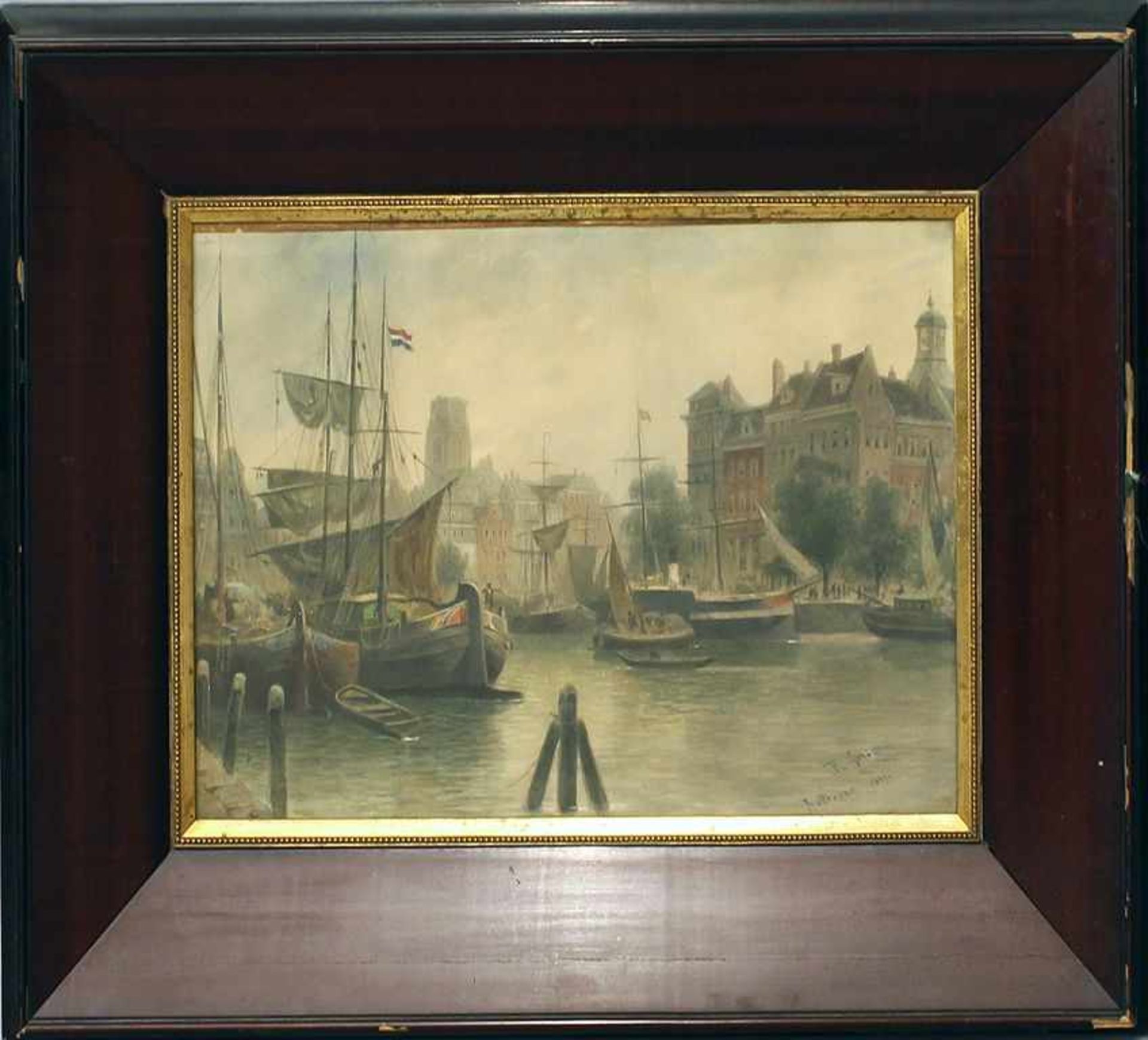 Unbekannter Maler (um 1881)Ansicht einer Gracht in "Rotterdam", so betitelt, undeutlich sign. und