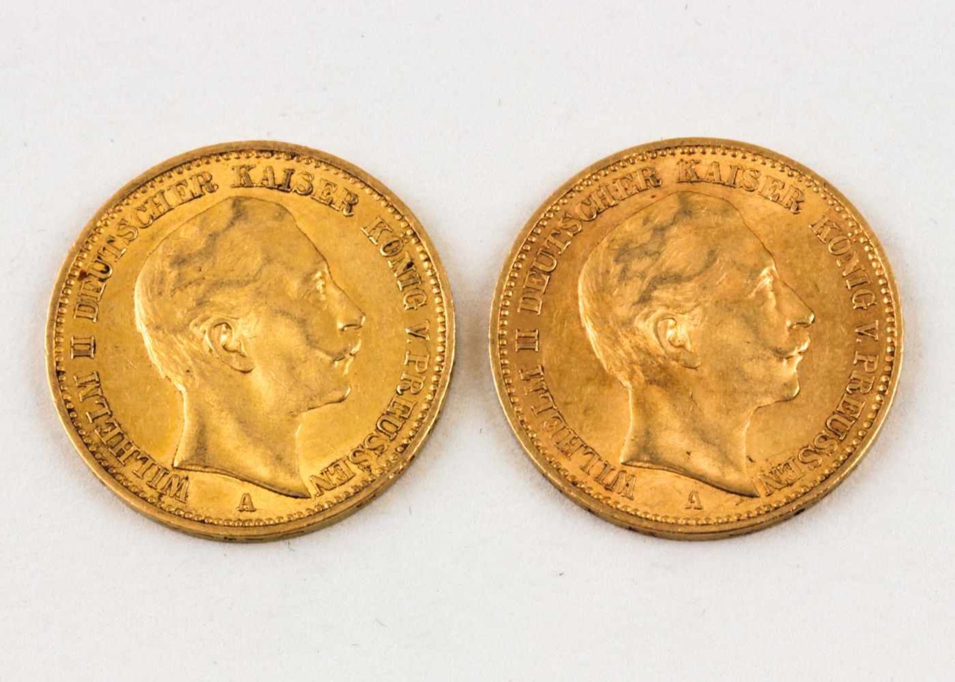 Preussen, Wilhelm II., 20 Mark 1901 A und 1904 A.900/000 GG, 15,92 g.