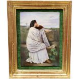 Bildplatte."Iphigenie", nach Anselm Feuerbach von 1871. Bunt bemalt (übermalte kl. Kratzer), re.