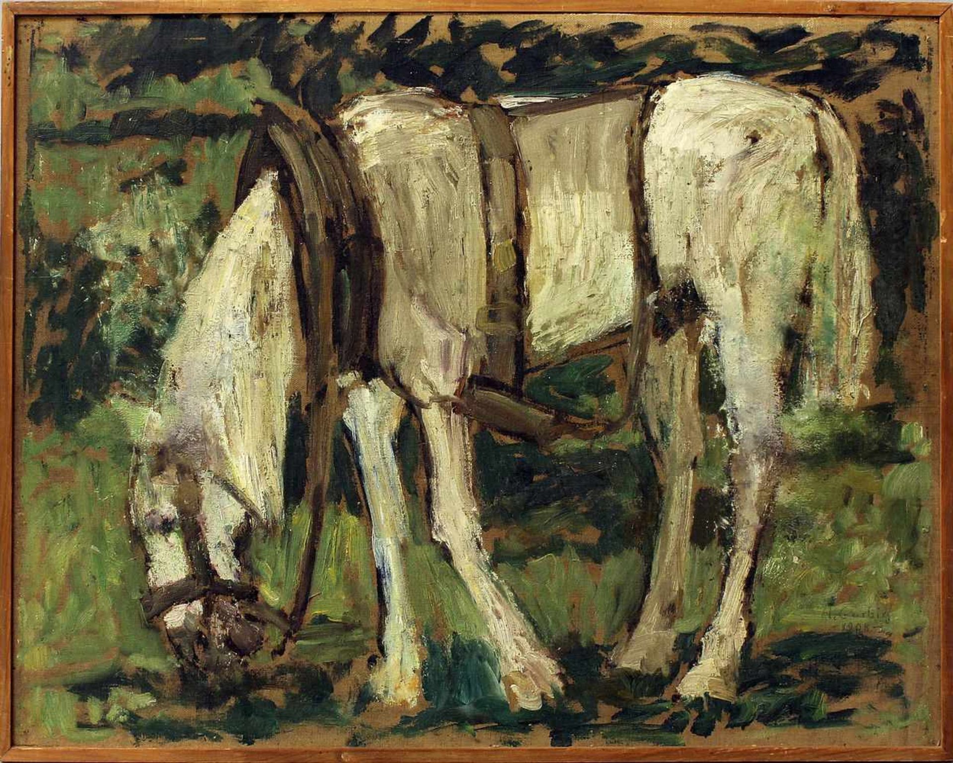 Gerbig, Alexander (1878 Suhl 1948)"Pferd ...", so verso betitelt. Öl/Lwd. aufgezogen auf Platte (