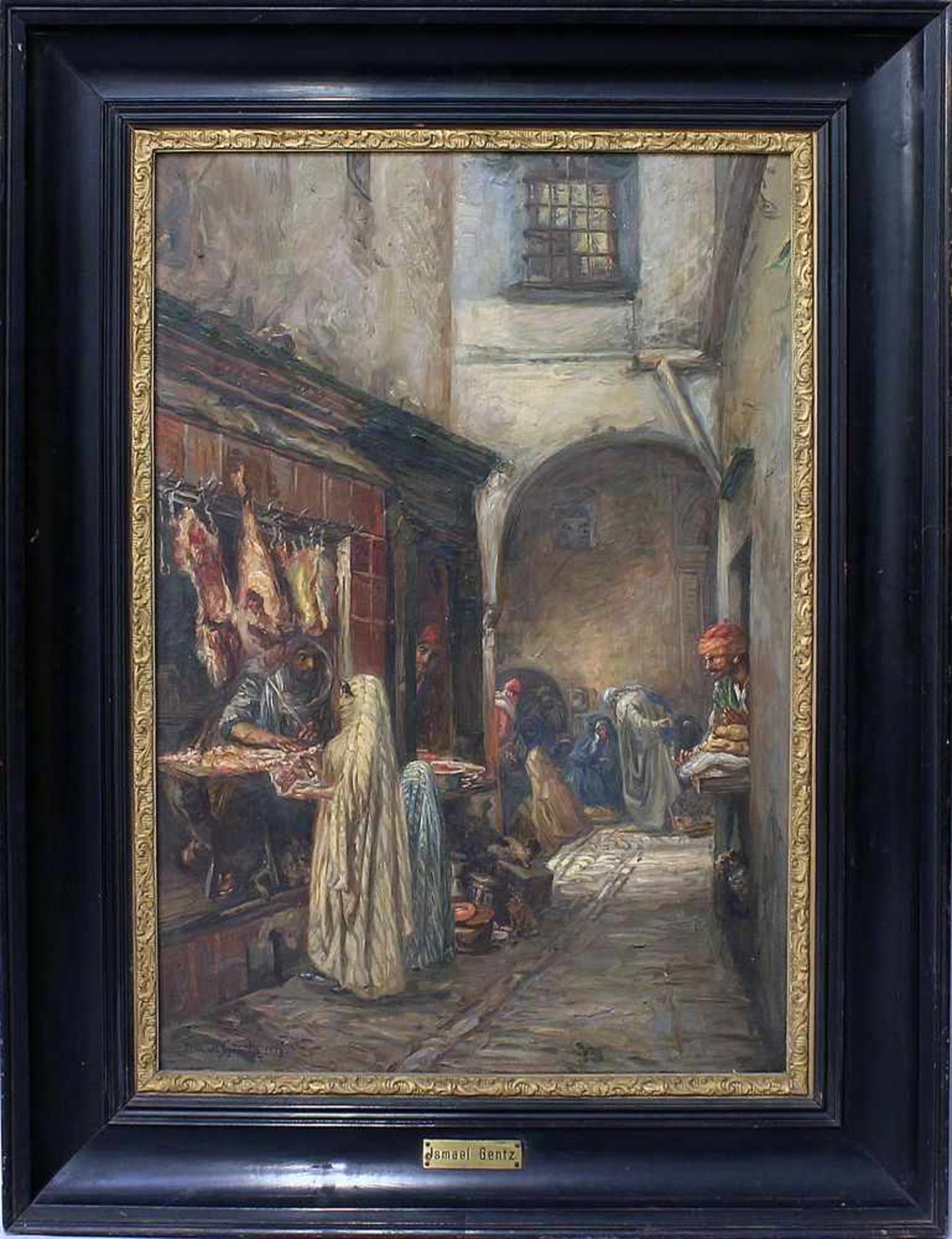 Gentz, Ismael Wolfgang Christian (1862 Berlin 1914)Orientalische Gasse mit Marktstand. Öl/Lwd.,