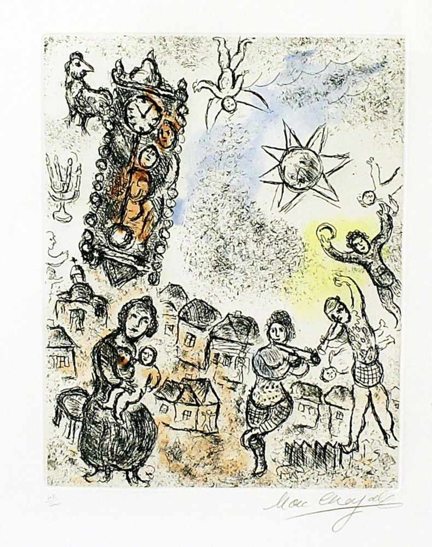 Chagall, Marc (1887 Witebsk - Paul de Vence 1985)"Louanges" (Lob), Blatt 2 aus "Songes" von 1981.