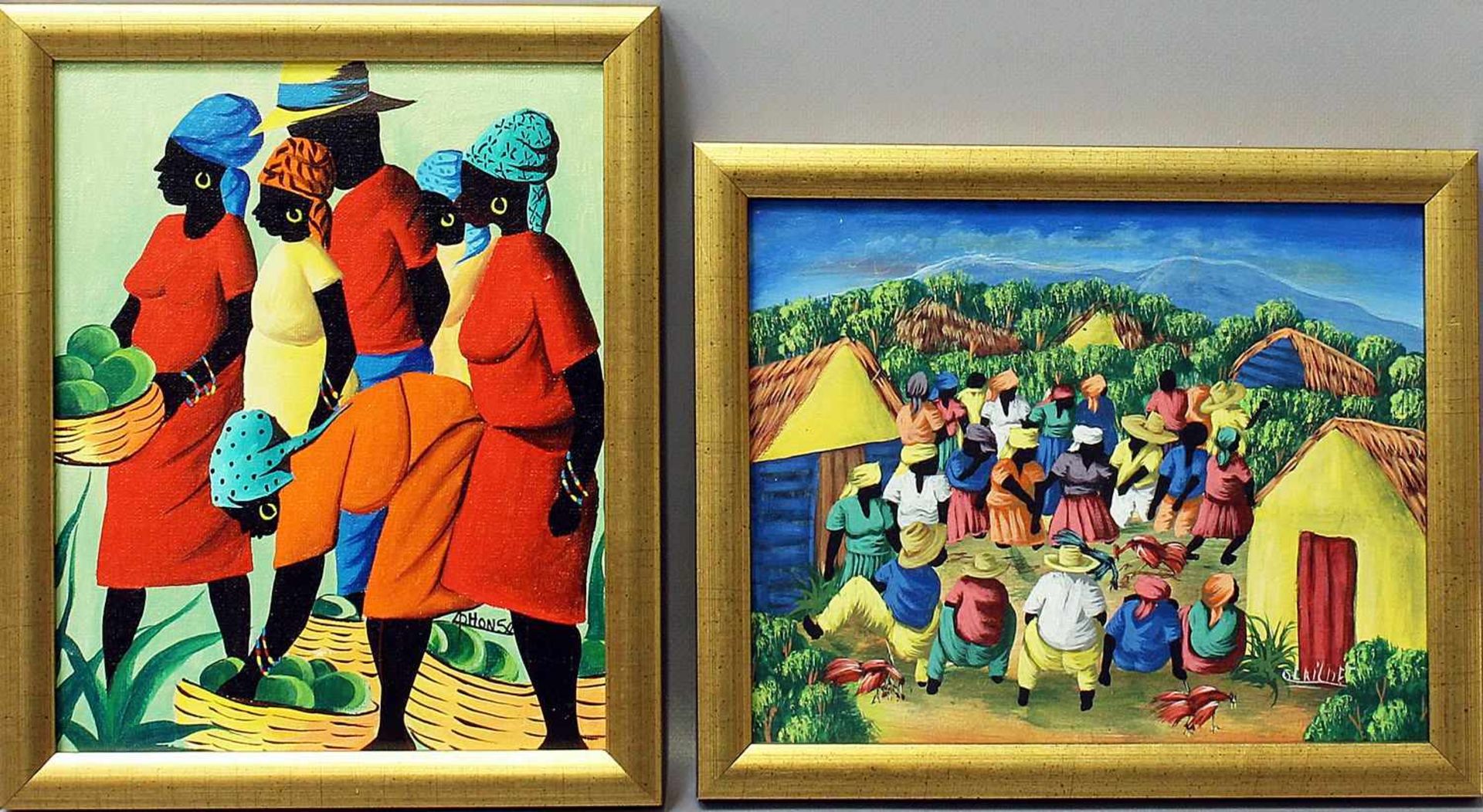 Alphonse, Fritzner (geb. 1938 Port-au-Prince)Menschen mit Früchten. Öl/Lwd., re. u. sign. Ca. 26x 20