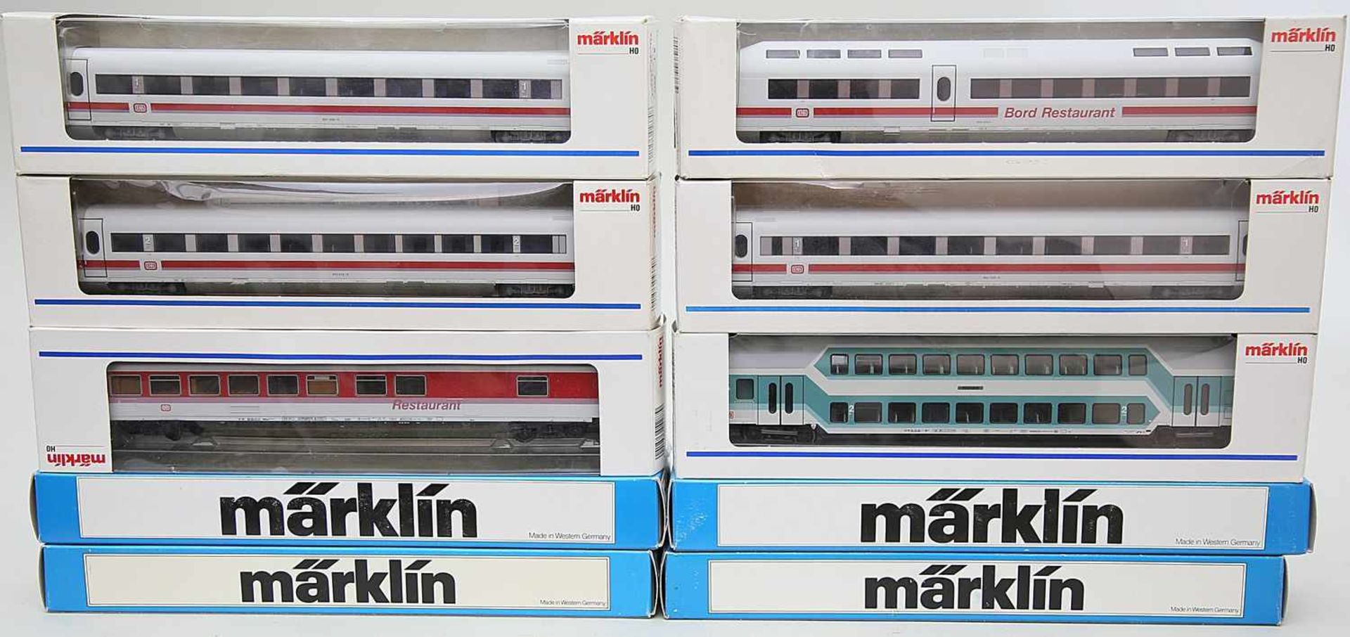 10 D-Zug-Wagen, Märklin H0.Verschiedene Art.-Nr. Je in Originalverpackung. Nahezu unbespielt.