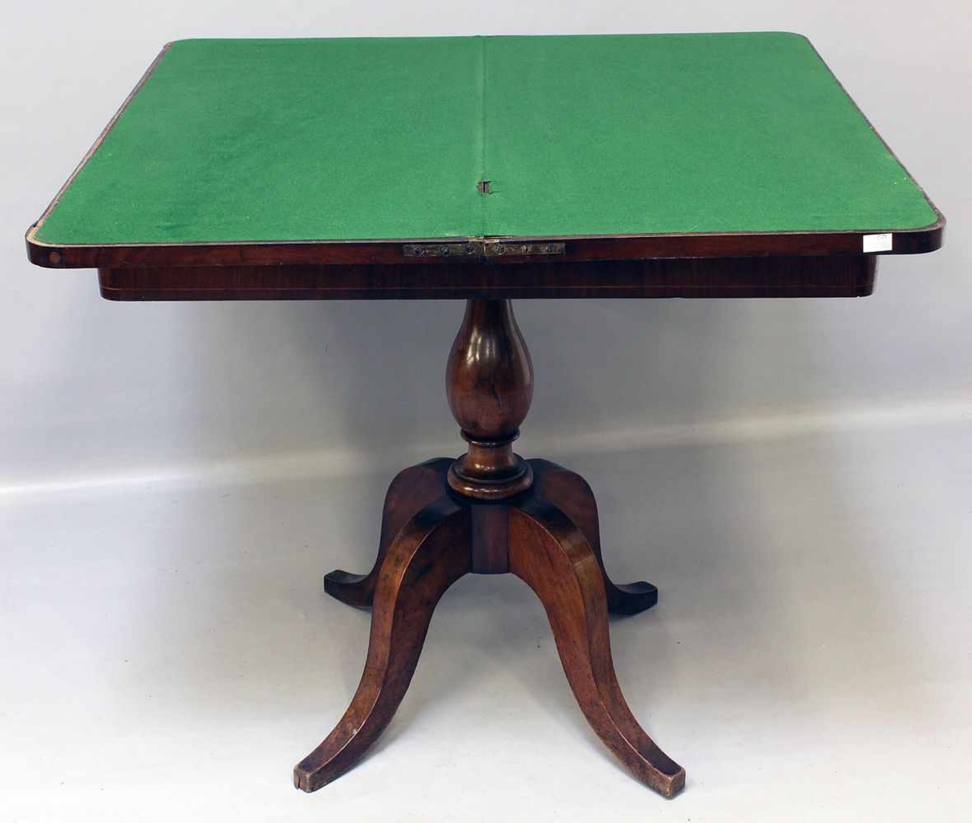 Biedermeier-Konsol-/Spieltisch.Mahagoni mit Fadeneinlage. Rechteckige Zarge mit klappbarer - Bild 2 aus 2