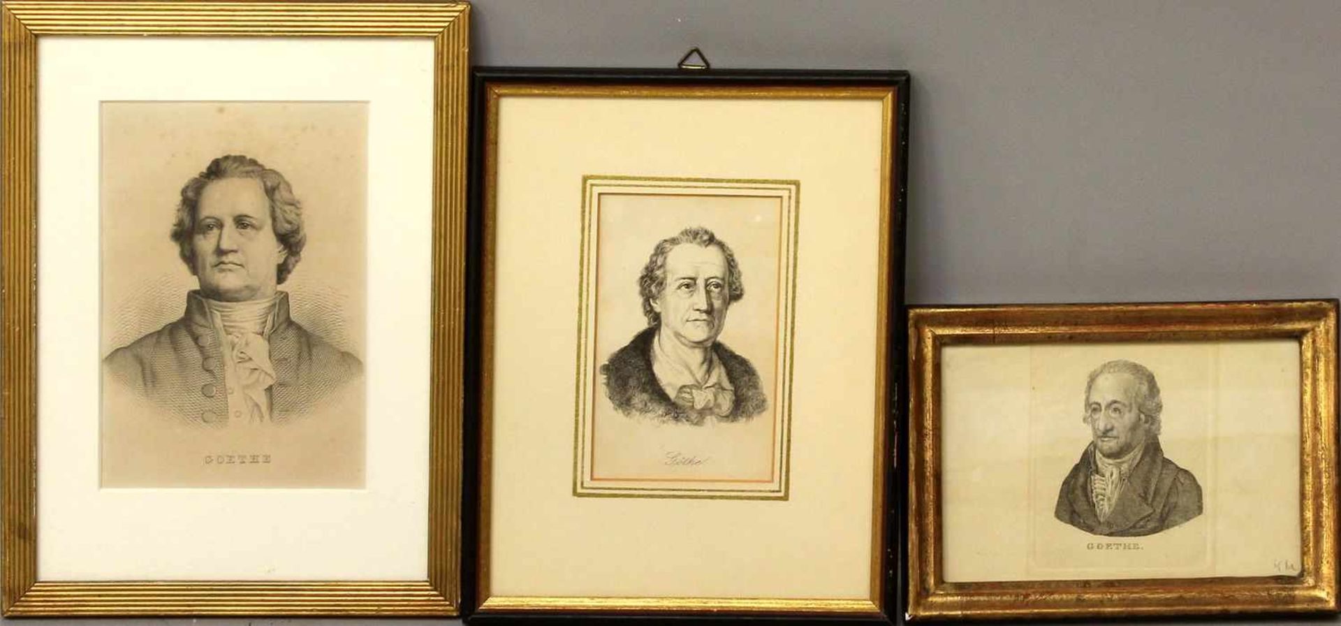 5 Graphiken mit Goethe-Darstellungen (19. Jh.)Verschiedene Portait-Darstellungen, jeweils - Bild 2 aus 2