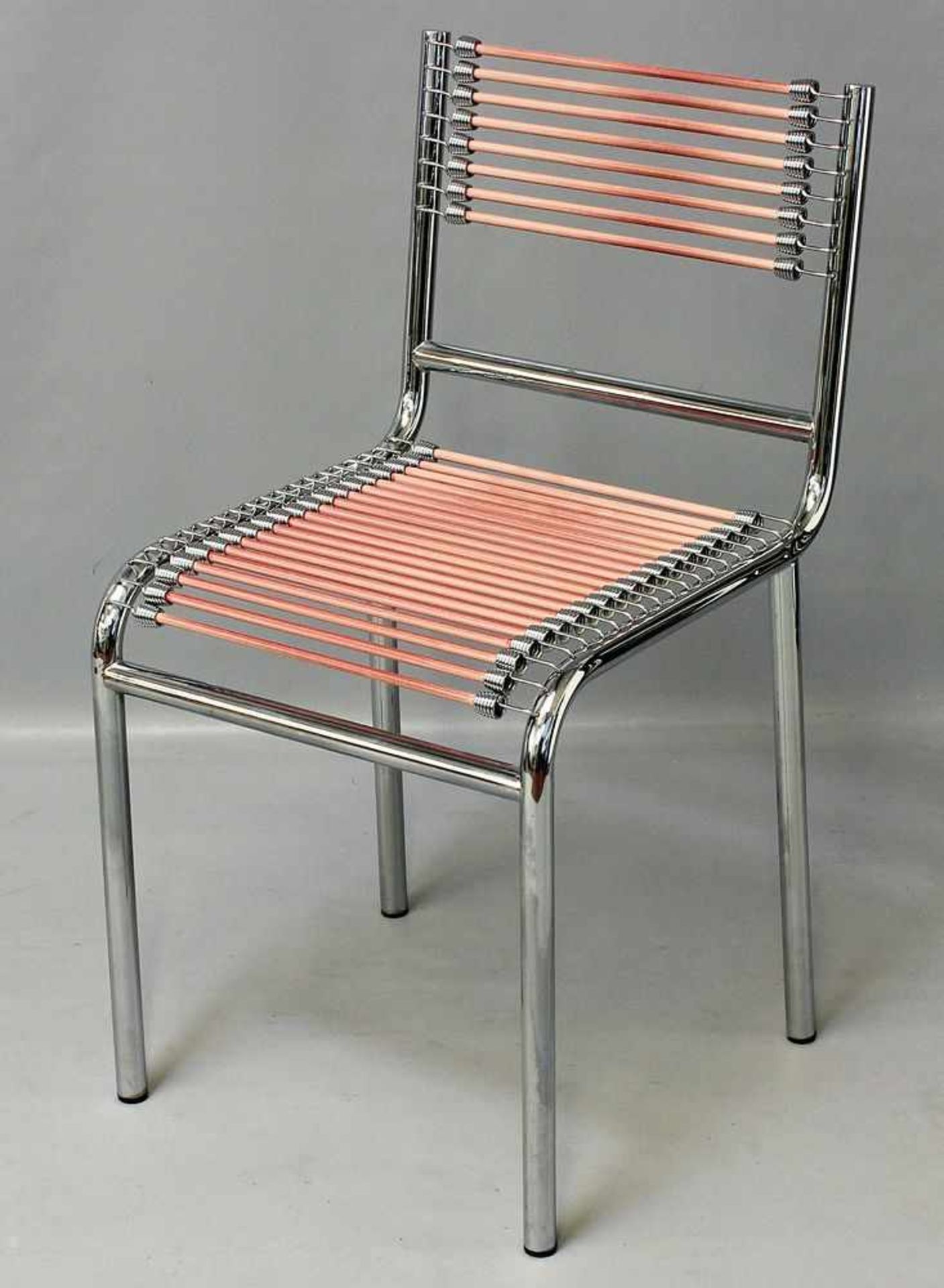 Herbst, René (1891 Paris 1982)Stuhl "Sandow". Gestell aus verchromtem Metall, Spanngummis (