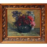 Impressionist (Anf. 20. Jh.)Blumenstillleben in einer Vase. Öl/Lwd., re. u. monog. "E. de B" (?).