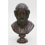 Unbekannter Künstler nach der Antike (um 1900)Klassische Büste Homers - "OMERO", so bez. Bronzierter