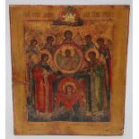 Ikone (Russland, 18./19. Jh.)"Versammlung der Engel". Tempera/Holz Durchgehende, senkrechte
