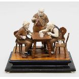 Unbekannter Künstler (19. Jh.)Skulpturengruppe mit drei Männern an einem Tisch, Karten spielend.