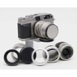 Kamera "CONTAX G1",mit zwei Objektiven "Carl Zeiss Biogon 2,8/28 7534421" und "Carl Zeiss Sonar 2,