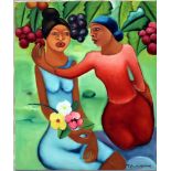 Alphonse, Fritzner (geb. 1938 Port-au-Prince)Naive Darstellung: "Sisters", so verso auf