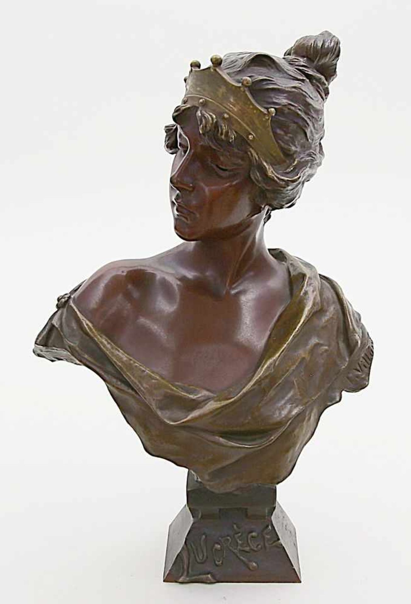 Villanis, Emmanuel (1858 Lille - Paris 1914)Jugendstil-Mädchenbüste: "Lucrèce", so auf dem Sockel
