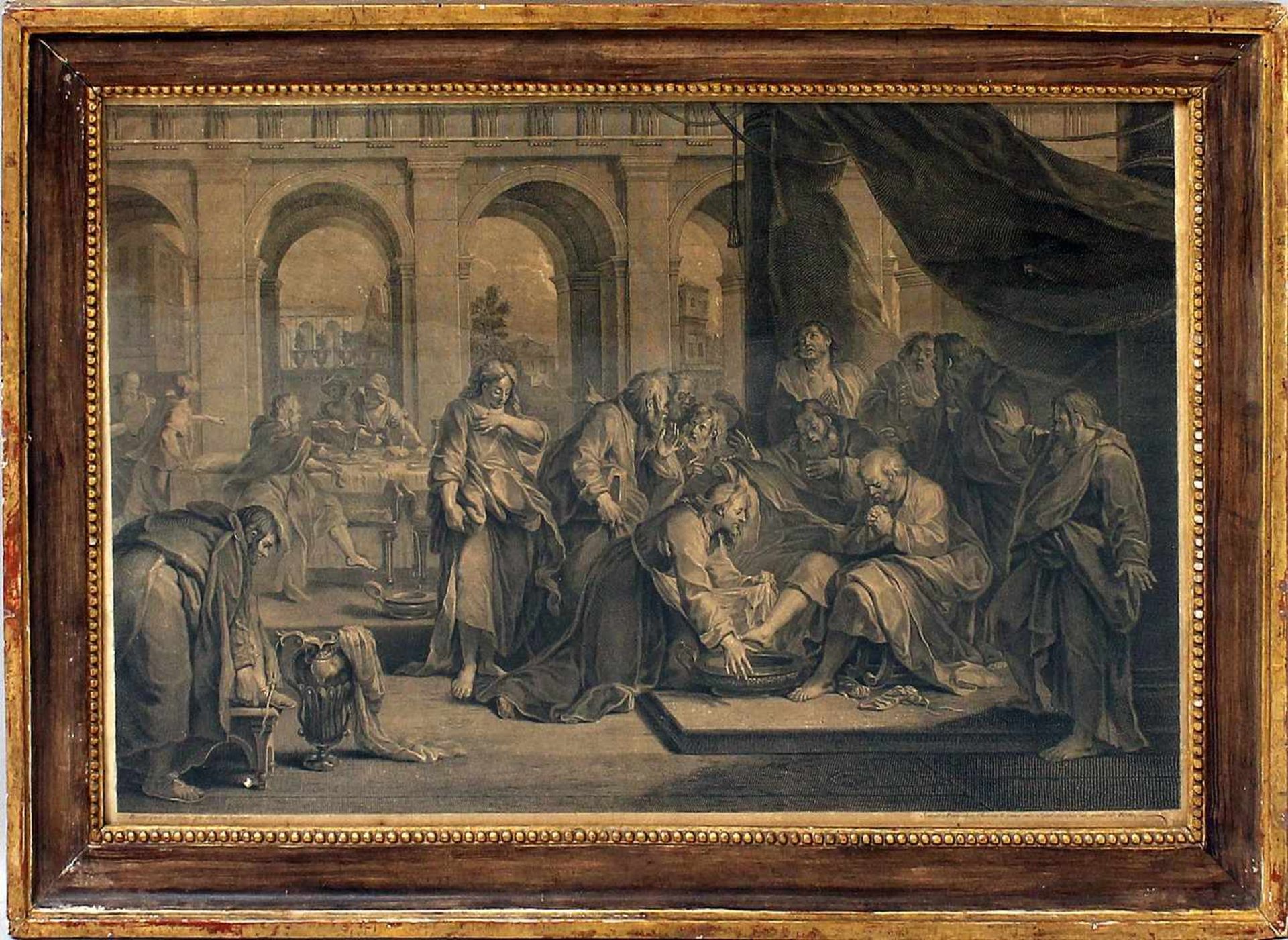 Französischer Louis XVI.-Rahmen (um 1780-1800).Schlichter, breiter Rahmen mit Vergoldung bzw.