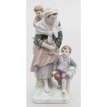 Meyer, Friedrich EliasBettlerin mit Kindern. Bunt bemalt. Szeptermarke Berlin, um 1780-1800. 1.