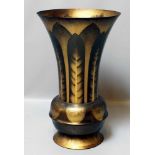 Art Deco-Bodenvase, WMF Ikora.Messing mit Blattdekor. Alters- und Gebrauchsspuren, teils angelaufen,