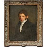 Unbekannter Maler (Frankreich, Anf. 19. Jh.)Junger, eleganter Herr im Brustportrait. Öl/Lwd. (