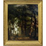 Vigne, Edouard de (1808 Gent 1866)Begegnung im Wald. Öl/Lwd. (Altersspuren, 1x hinterlegt, Loch,