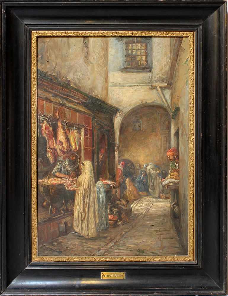Gentz, Ismael Wolfgang Christian (1862 Berlin 1914)Orientalische Gasse mit Marktstand. Öl/Lwd.,